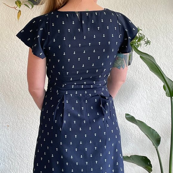 Vera Mode - Dark Blue Dress with Anchors Print - Picture 4 of 9